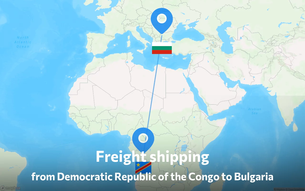 Shipping route from Democratic Republic of the Congo to Bulgaria