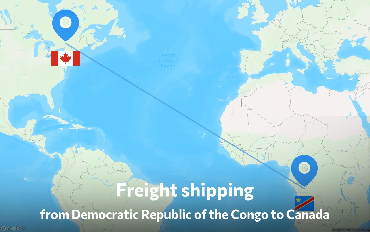 Shipping route from Democratic Republic of the Congo to Canada