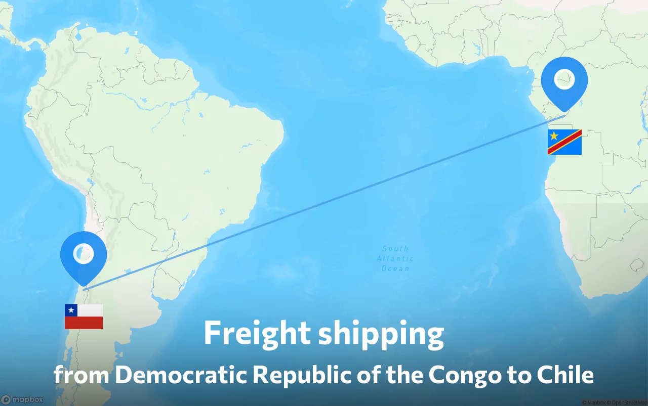 Shipping route from Democratic Republic of the Congo to Chile