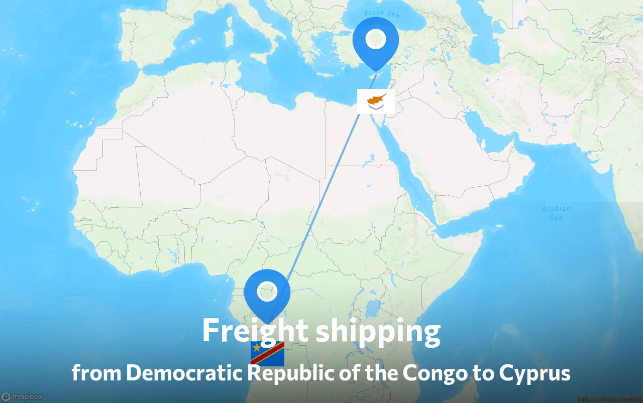 Shipping route from Democratic Republic of the Congo to Cyprus