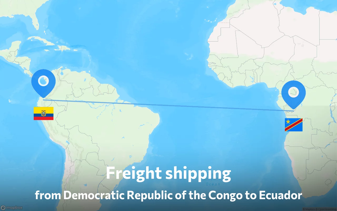 Shipping route from Democratic Republic of the Congo to Ecuador