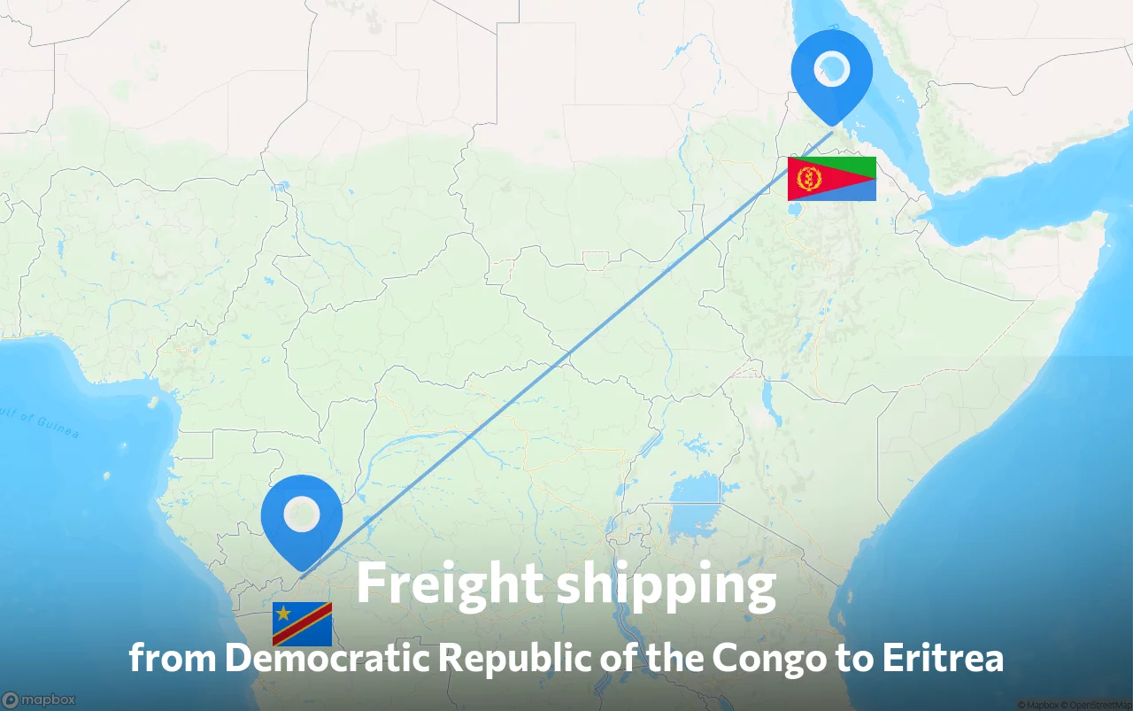 Shipping route from Democratic Republic of the Congo to Eritrea