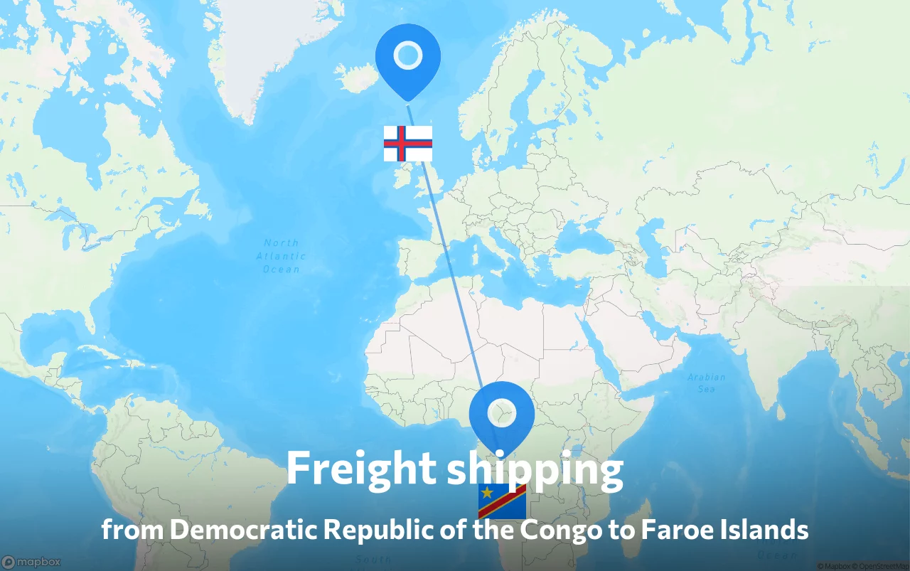 Shipping route from Democratic Republic of the Congo to Faroe Islands
