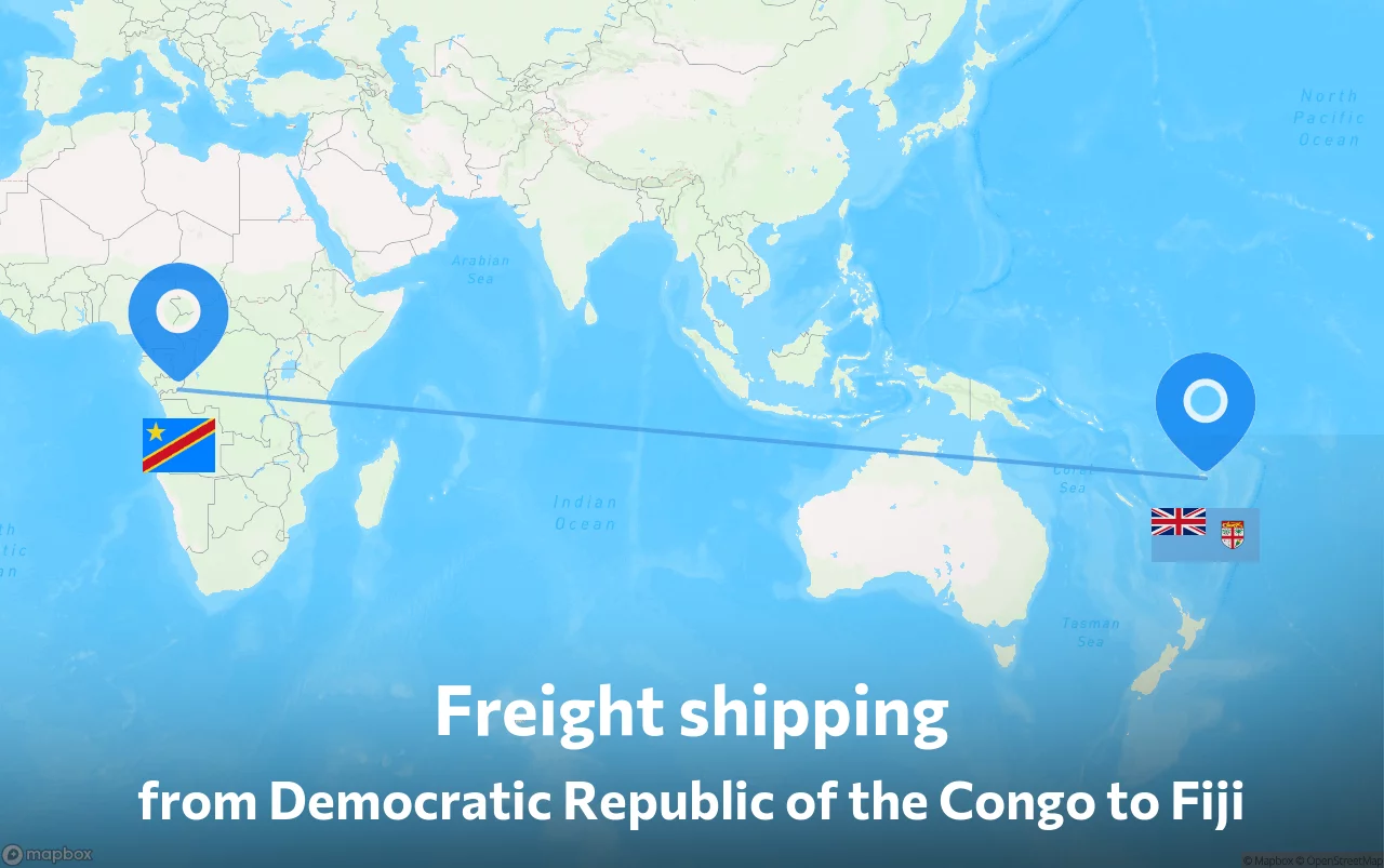 Shipping route from Democratic Republic of the Congo to Fiji