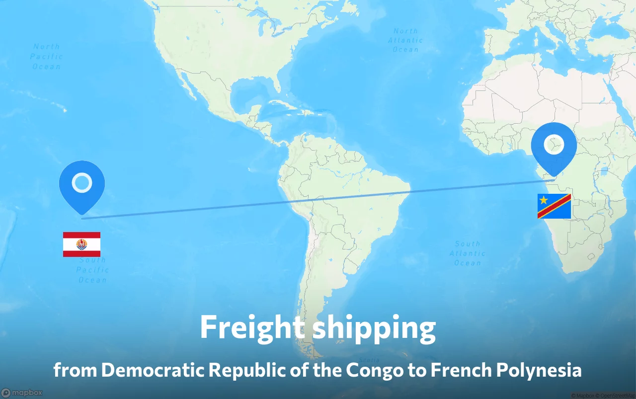 Shipping route from Democratic Republic of the Congo to French Polynesia