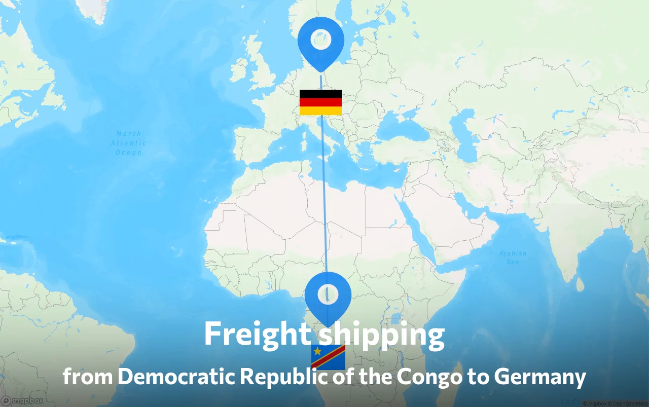 Shipping route from Democratic Republic of the Congo to Germany