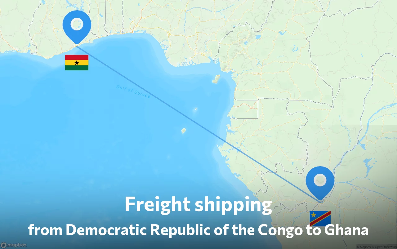 Shipping route from Democratic Republic of the Congo to Ghana