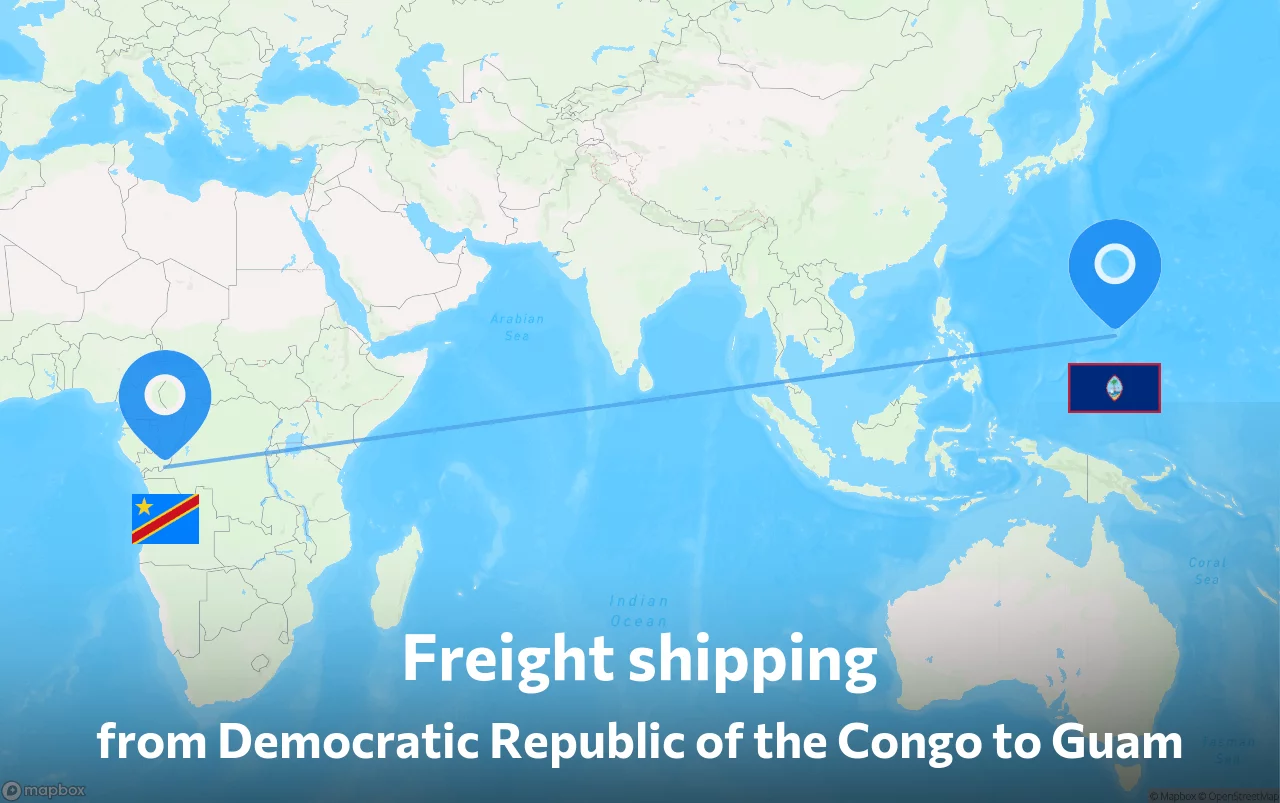 Shipping route from Democratic Republic of the Congo to Guam