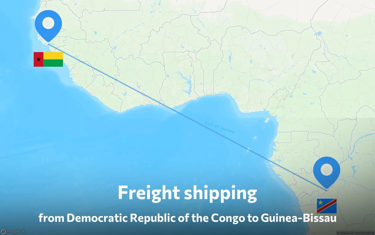 Shipping route from Democratic Republic of the Congo to Guinea-Bissau