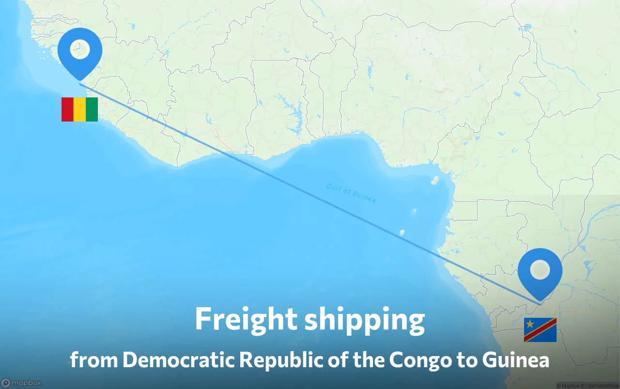 Shipping route from Democratic Republic of the Congo to Guinea