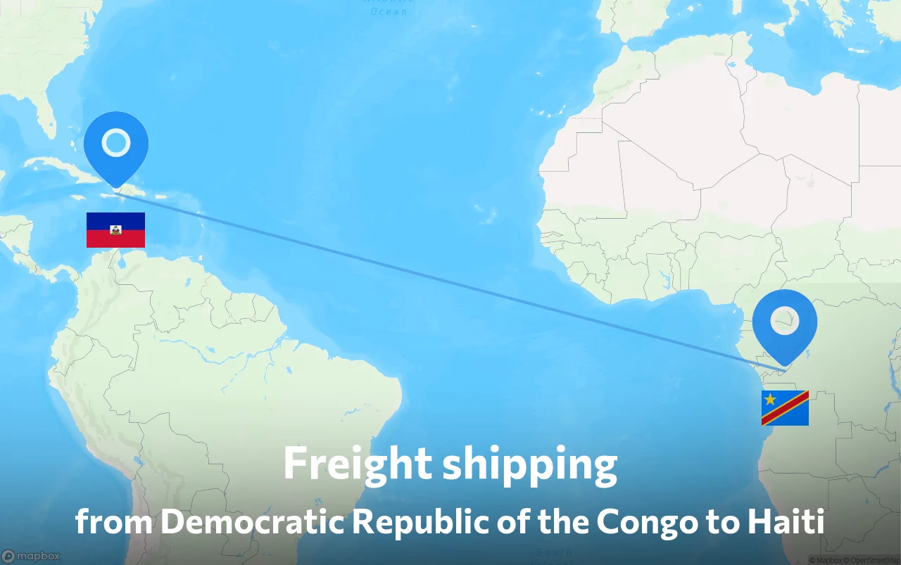 Shipping route from Democratic Republic of the Congo to Haiti