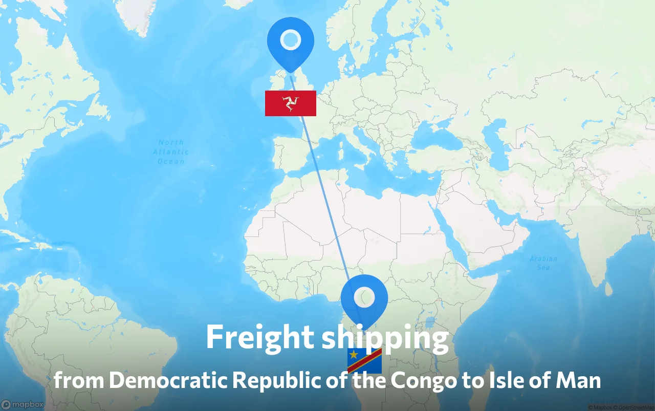 Shipping route from Democratic Republic of the Congo to Isle of Man