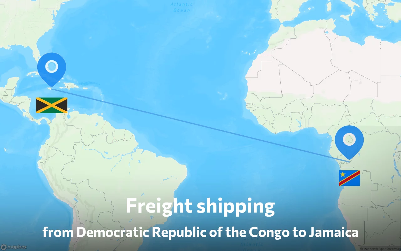Shipping route from Democratic Republic of the Congo to Jamaica