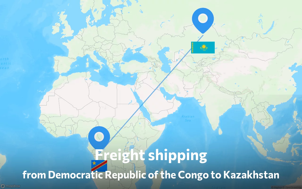 Shipping route from Democratic Republic of the Congo to Kazakhstan