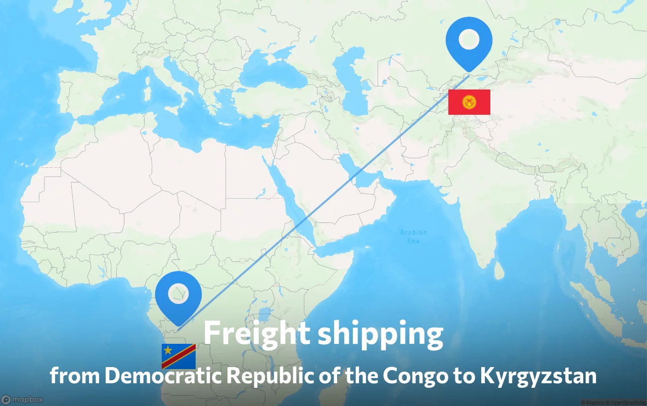 Shipping route from Democratic Republic of the Congo to Kyrgyzstan