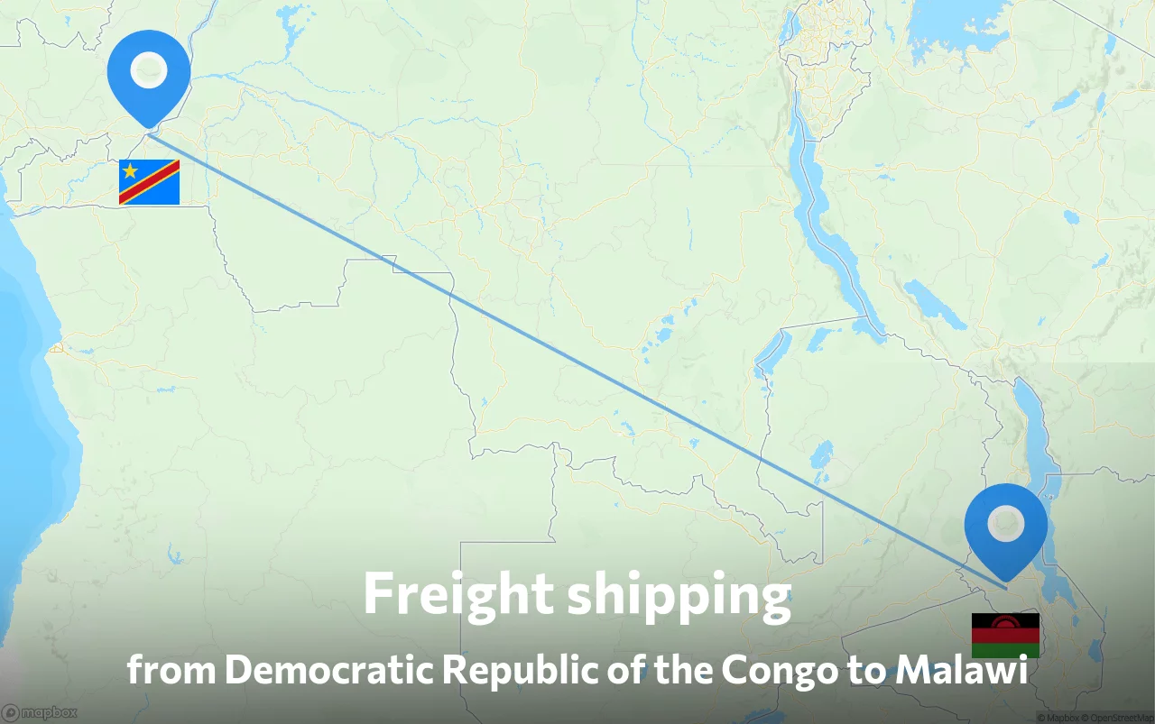 Shipping route from Democratic Republic of the Congo to Malawi