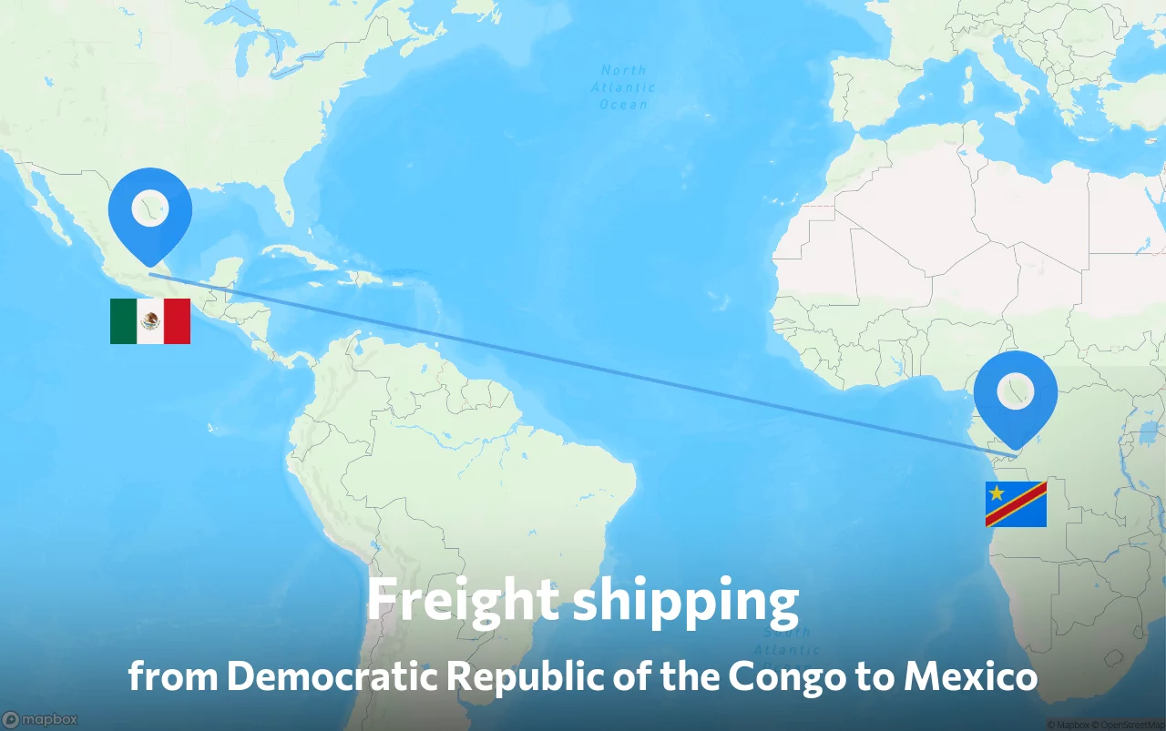 Shipping route from Democratic Republic of the Congo to Mexico
