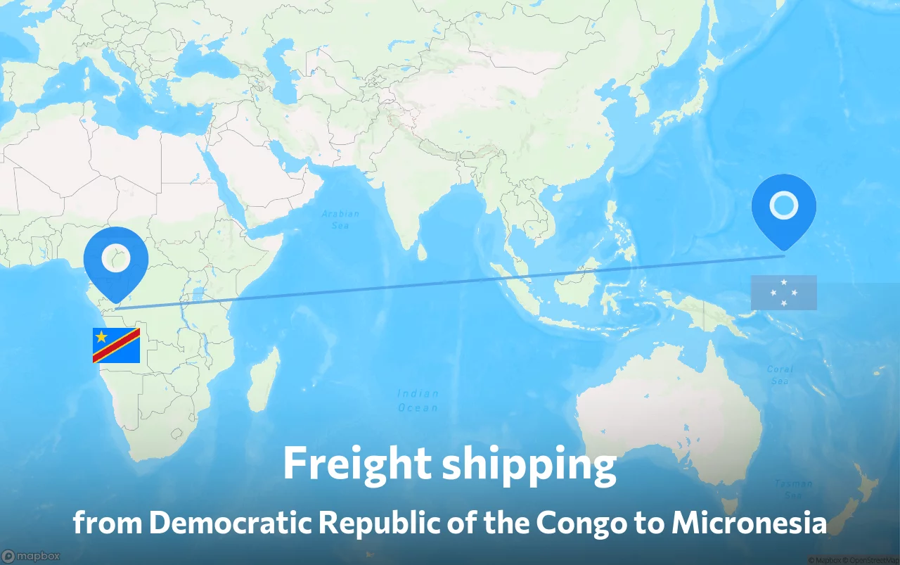Shipping route from Democratic Republic of the Congo to Micronesia