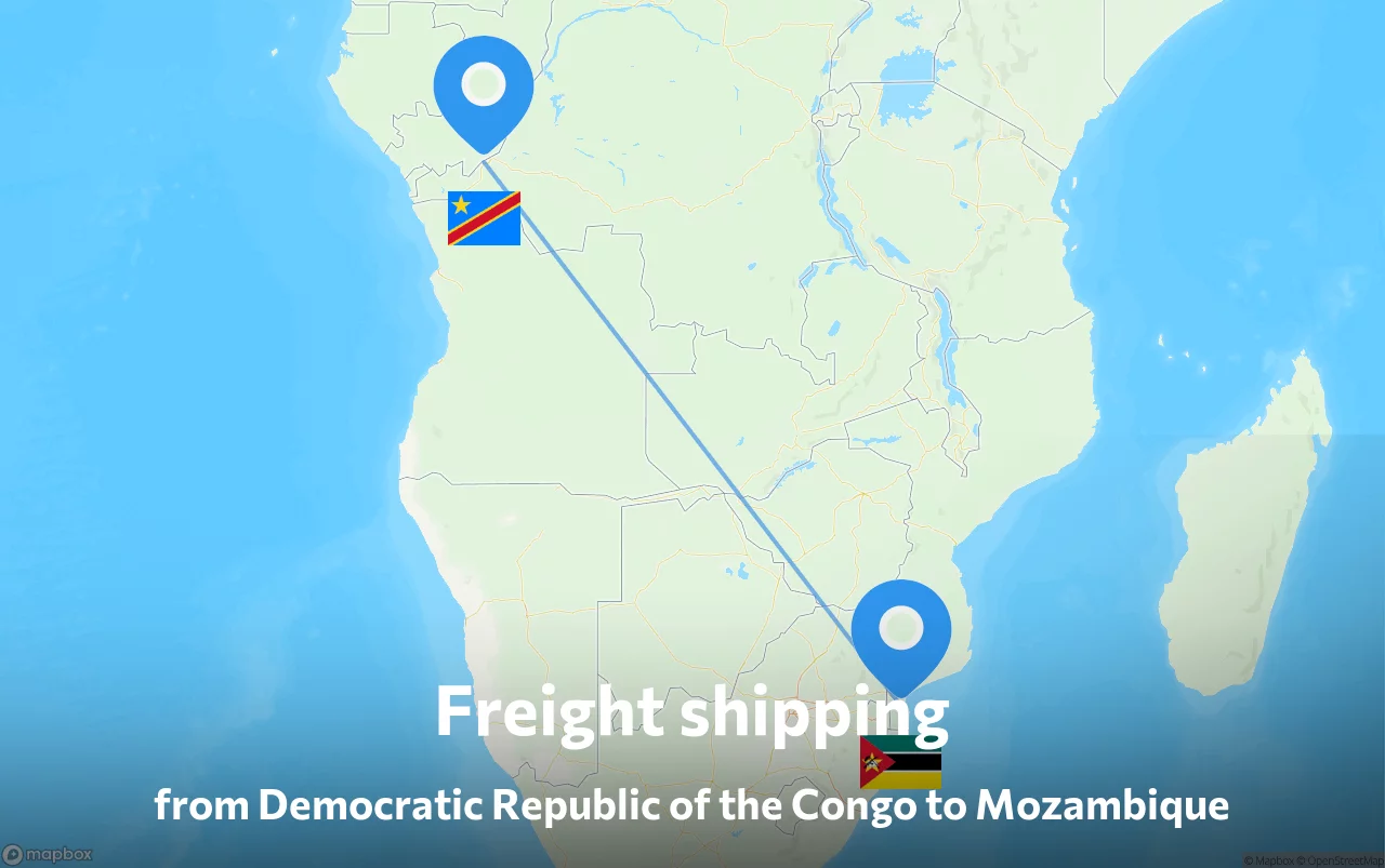 Shipping route from Democratic Republic of the Congo to Mozambique