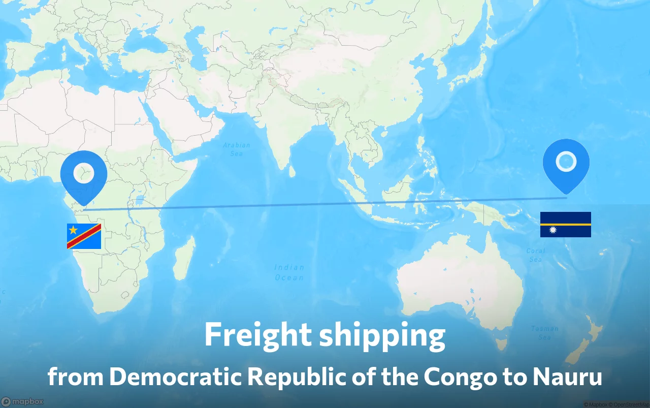 Shipping route from Democratic Republic of the Congo to Nauru