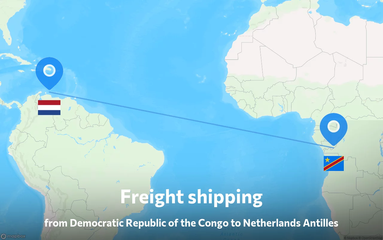 Shipping route from Democratic Republic of the Congo to Netherlands Antilles