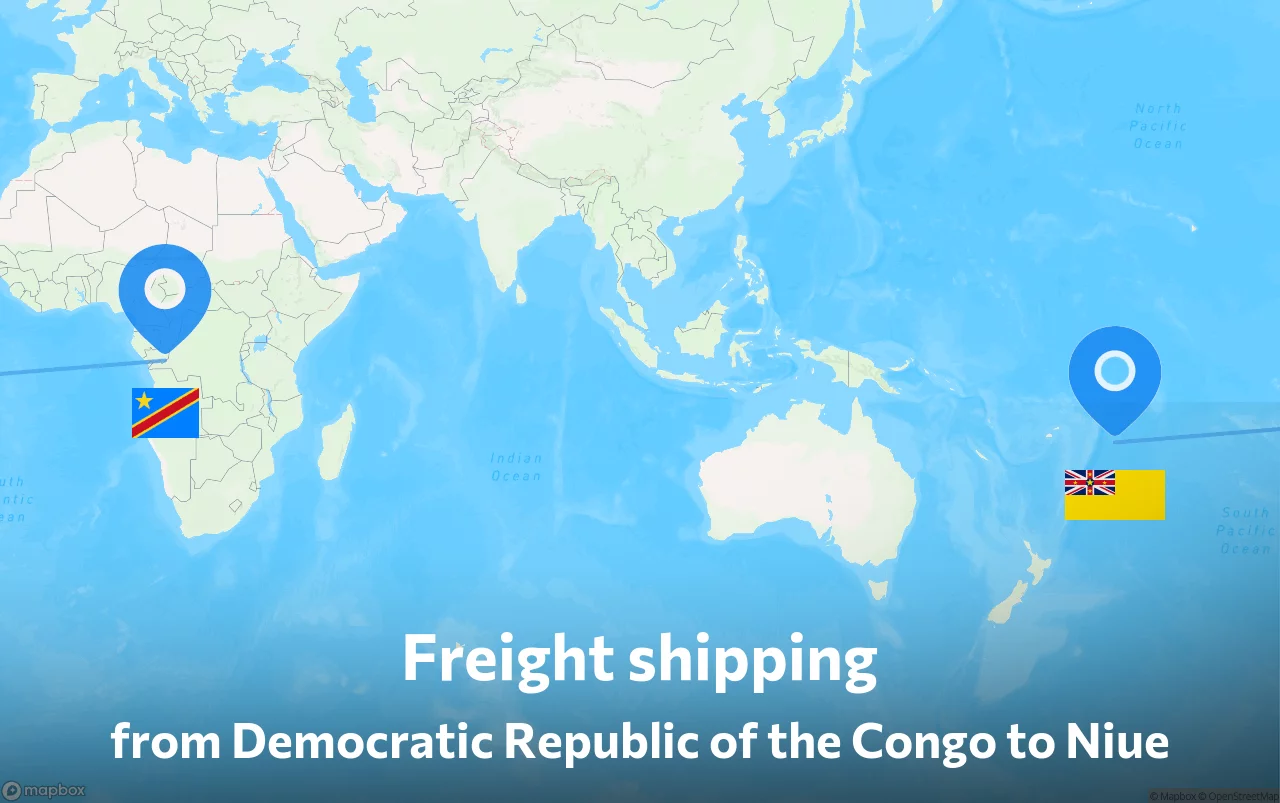 Shipping route from Democratic Republic of the Congo to Niue