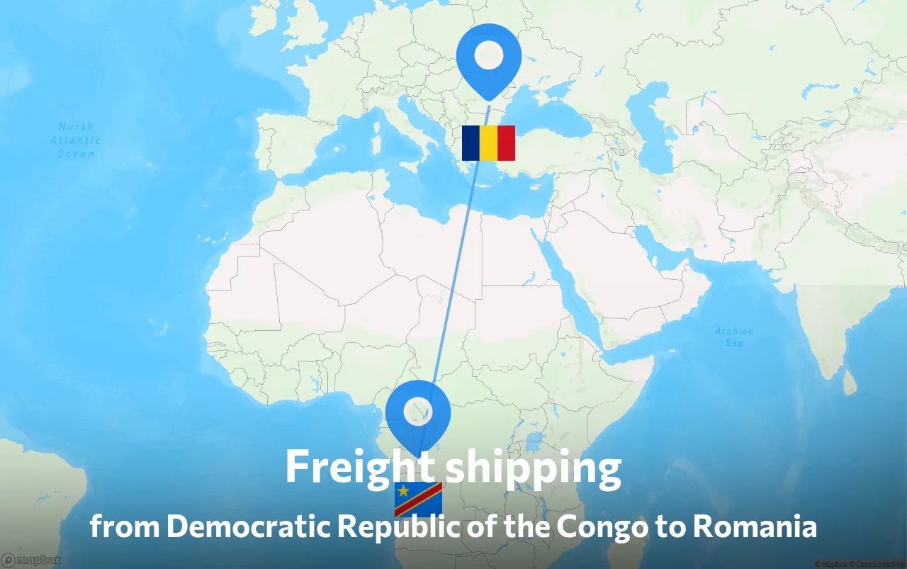 Shipping route from Democratic Republic of the Congo to Romania