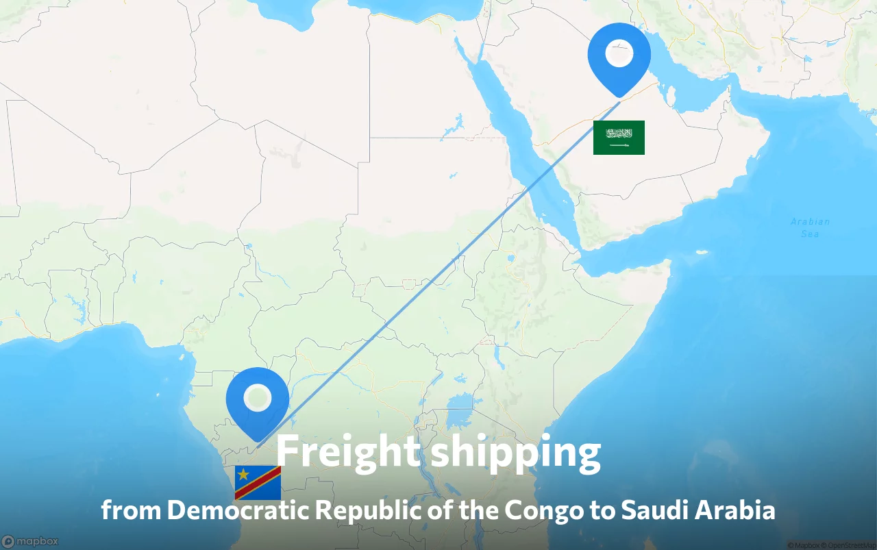 Shipping route from Democratic Republic of the Congo to Saudi Arabia
