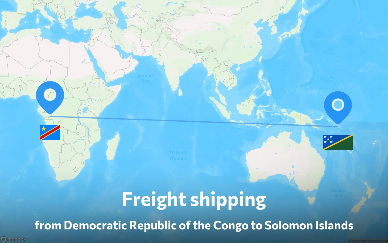 Shipping route from Democratic Republic of the Congo to Solomon Islands