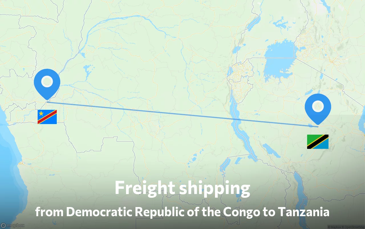 Shipping route from Democratic Republic of the Congo to Tanzania