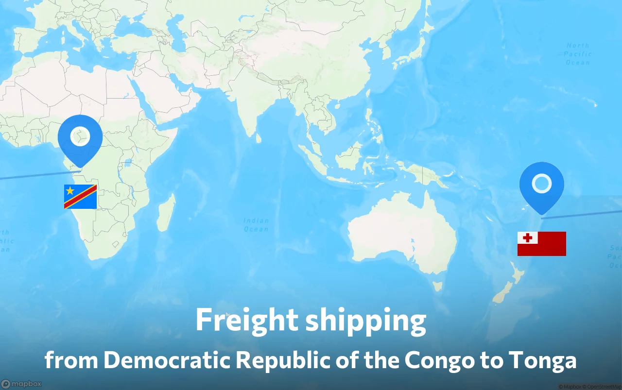 Shipping route from Democratic Republic of the Congo to Tonga