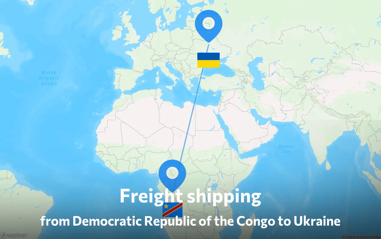 Shipping route from Democratic Republic of the Congo to Ukraine