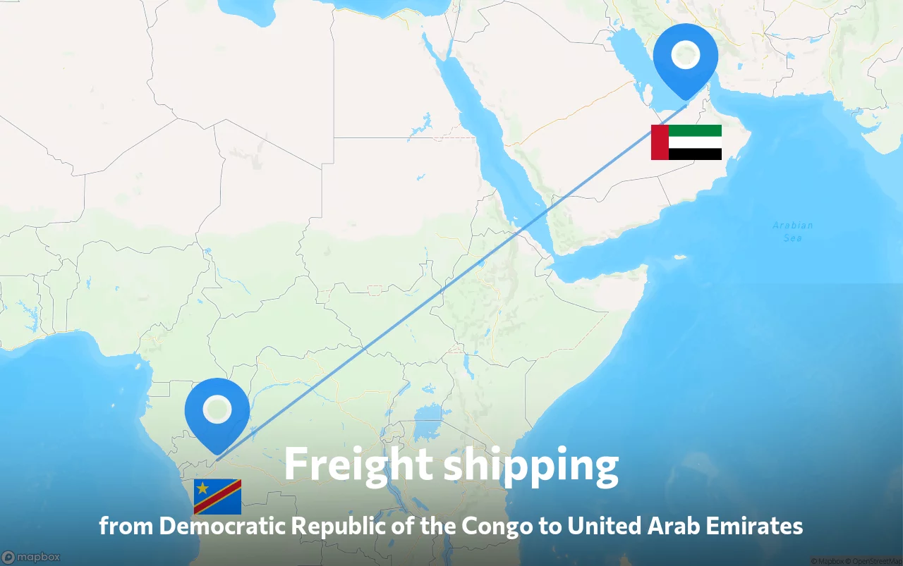 Shipping route from Democratic Republic of the Congo to United Arab Emirates