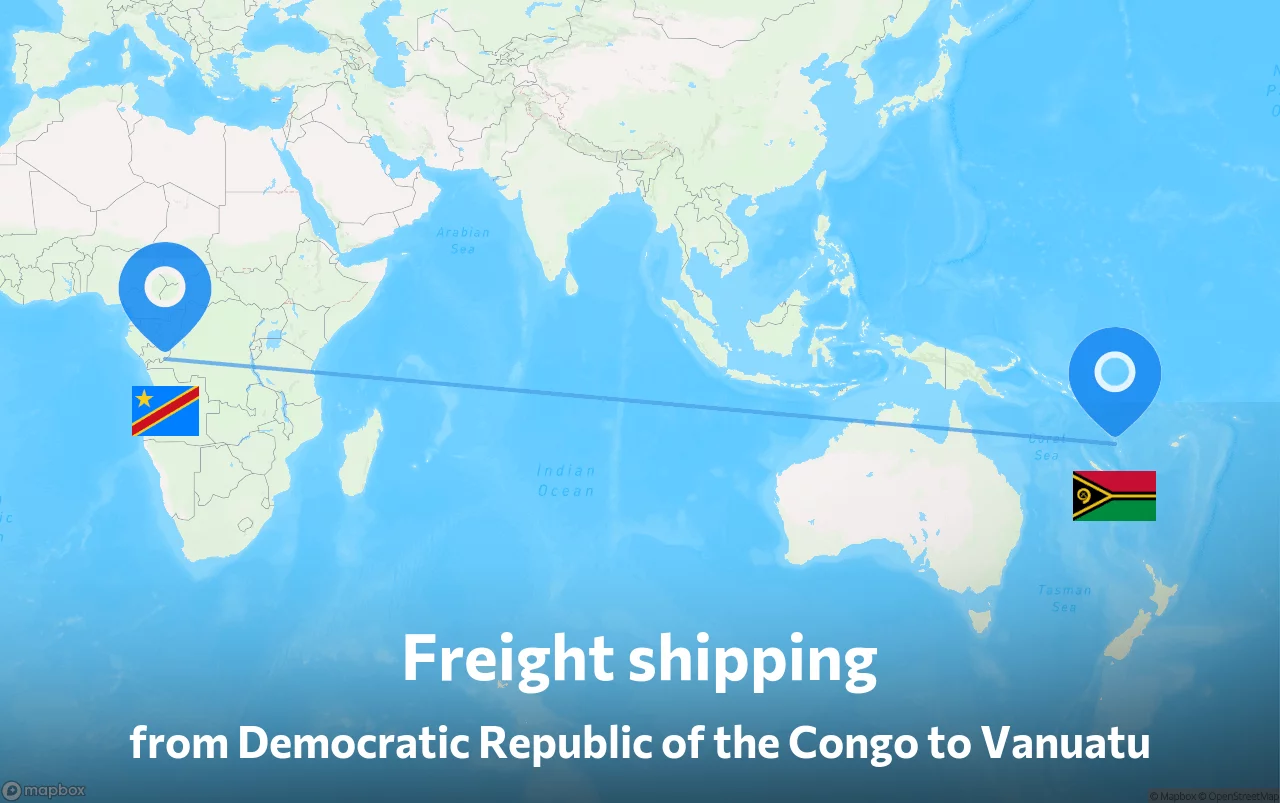Shipping route from Democratic Republic of the Congo to Vanuatu