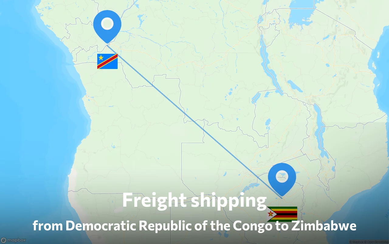 Shipping route from Democratic Republic of the Congo to Zimbabwe