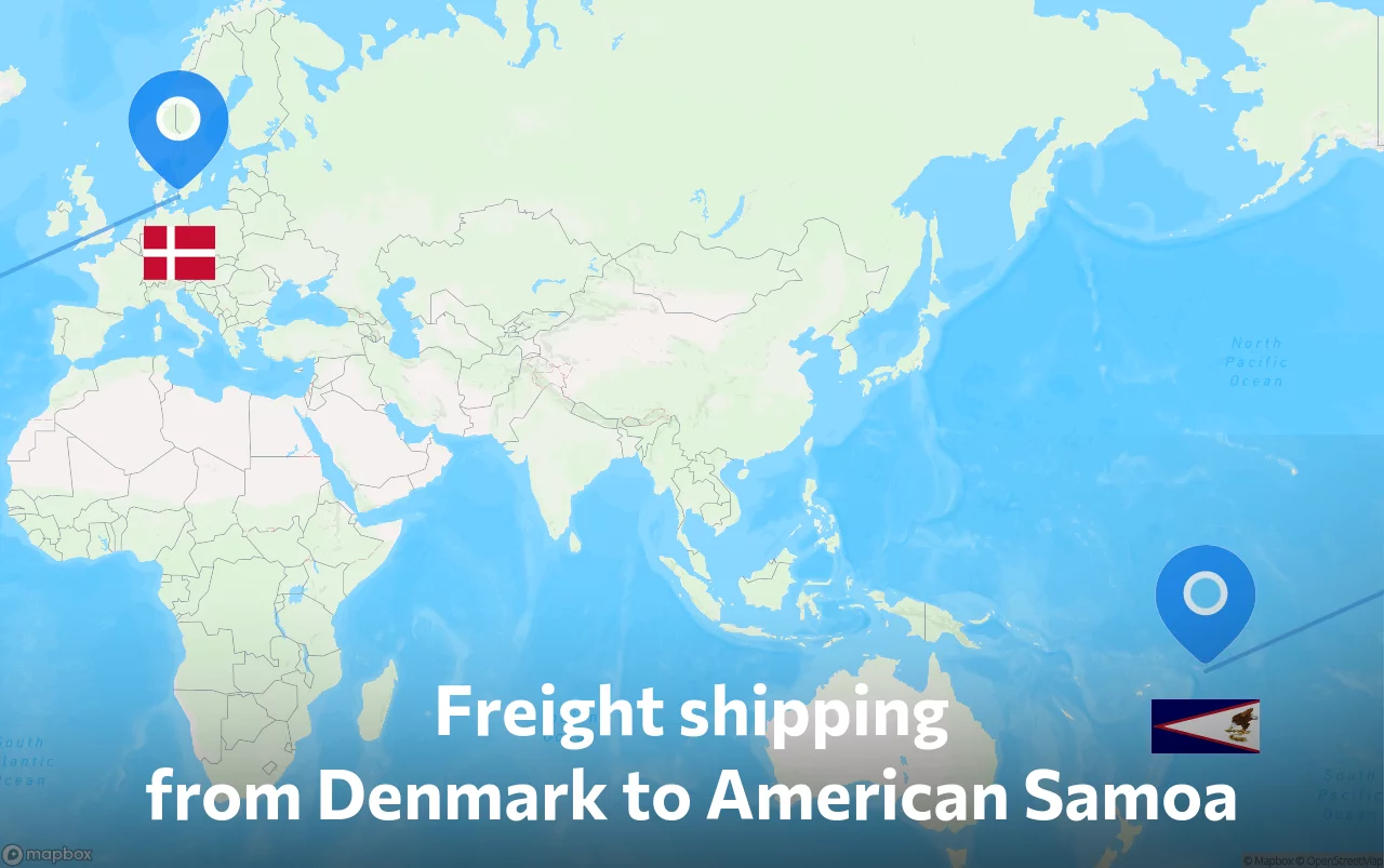 Shipping route from Denmark to American Samoa