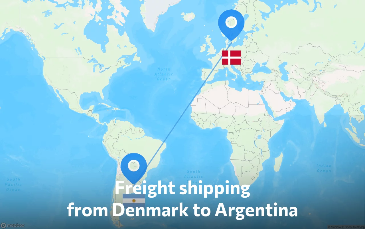 Shipping route from Denmark to Argentina