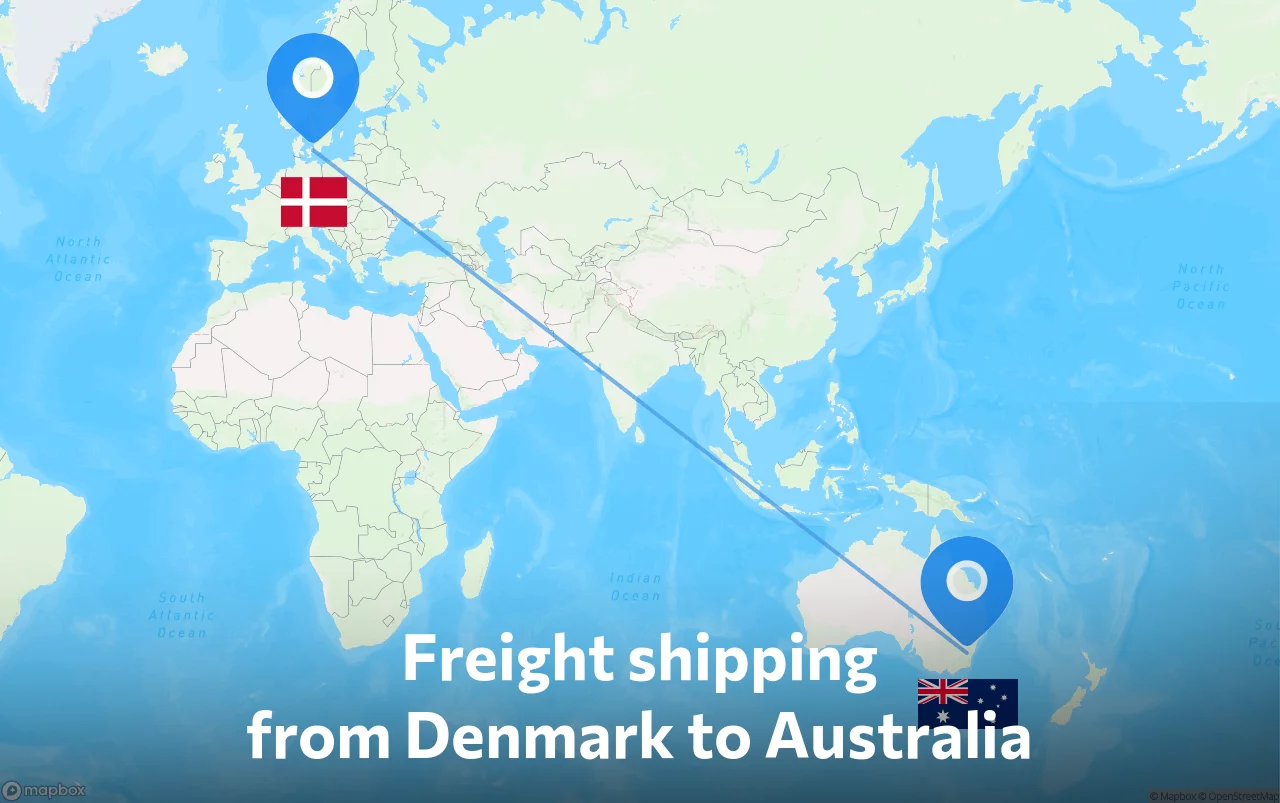 Shipping route from Denmark to Australia