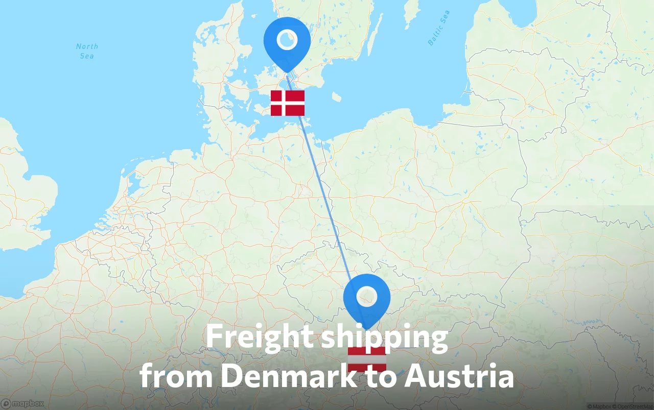 Shipping route from Denmark to Austria