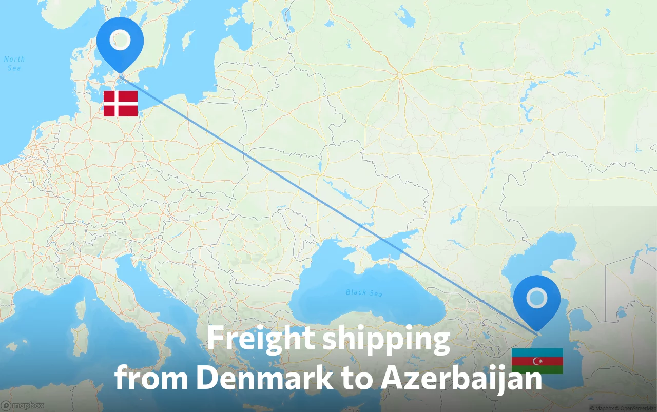 Shipping route from Denmark to Azerbaijan