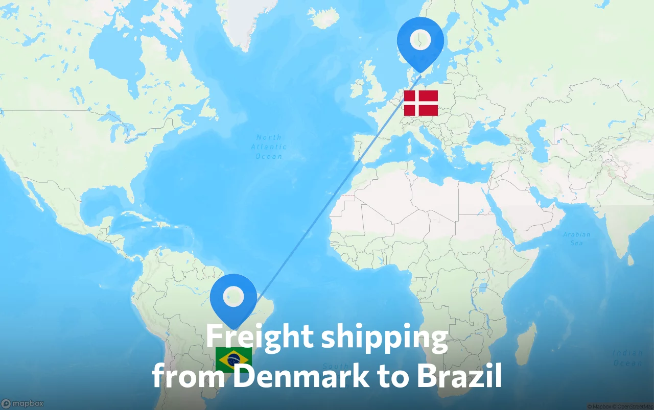Shipping route from Denmark to Brazil