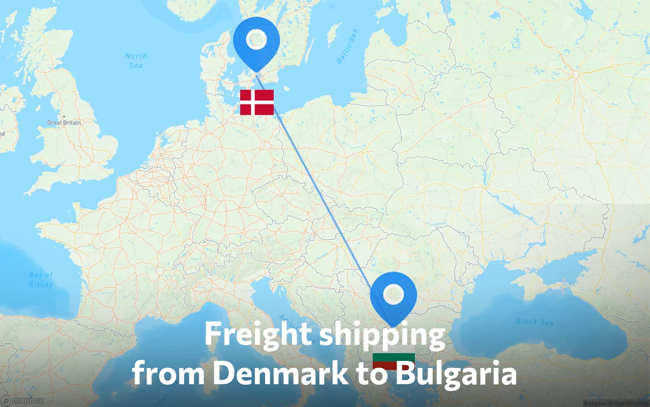Shipping route from Denmark to Bulgaria