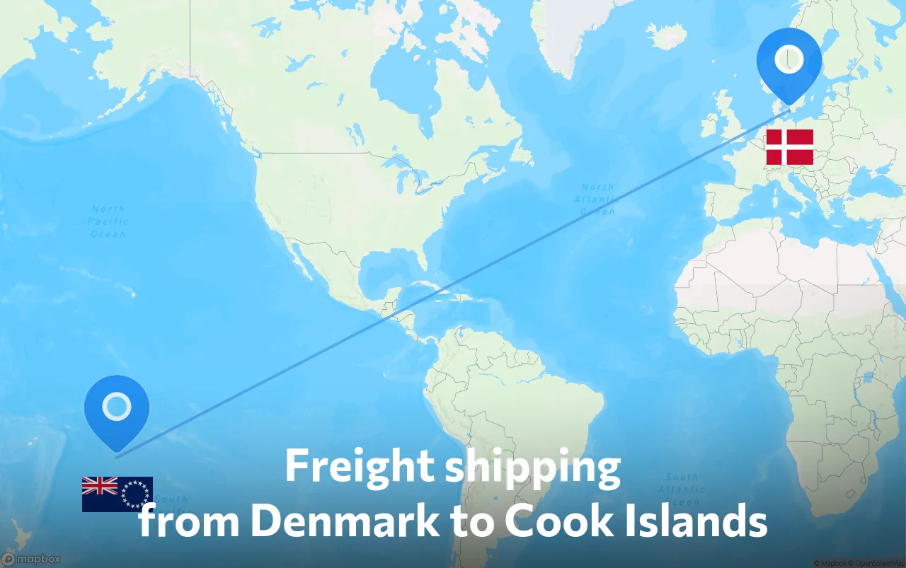 Shipping route from Denmark to Cook Islands