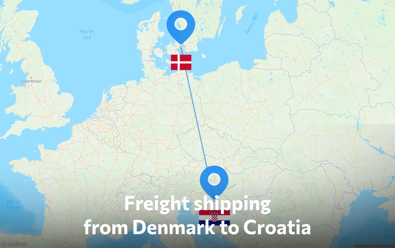 Shipping route from Denmark to Croatia