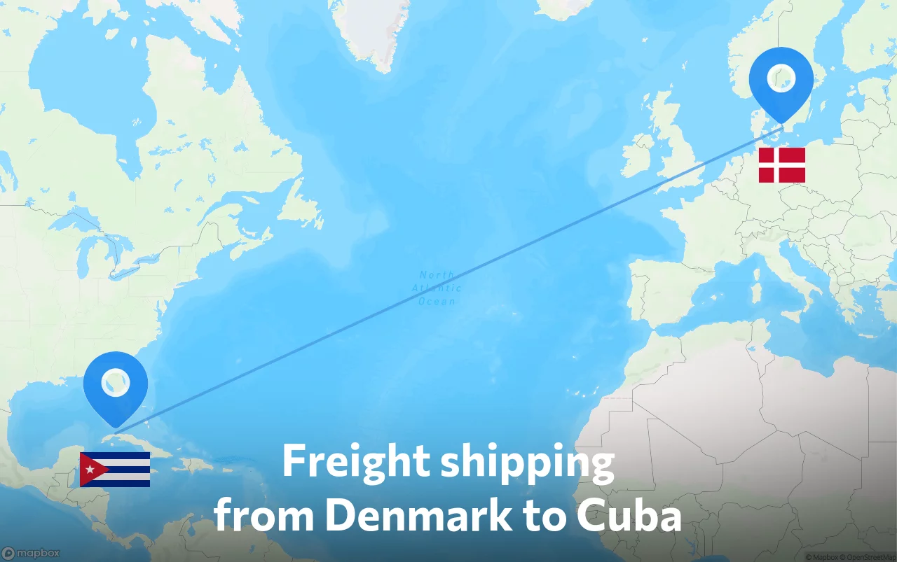 Shipping route from Denmark to Cuba