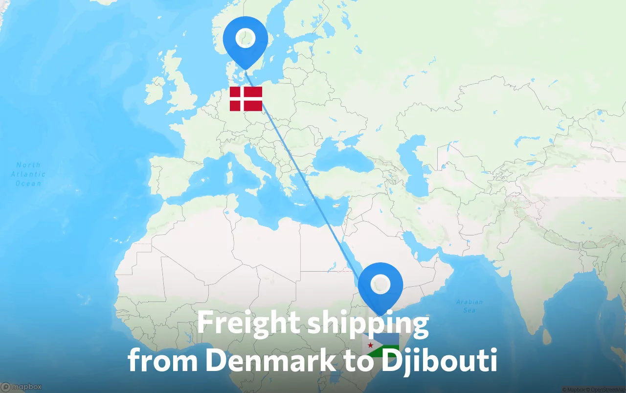 Shipping route from Denmark to Djibouti