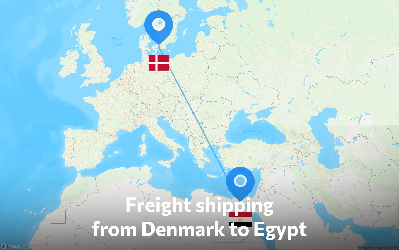 Shipping route from Denmark to Egypt