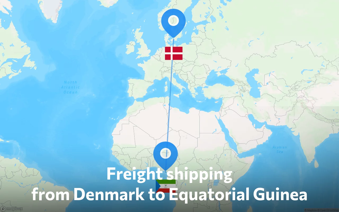 Shipping route from Denmark to Equatorial Guinea