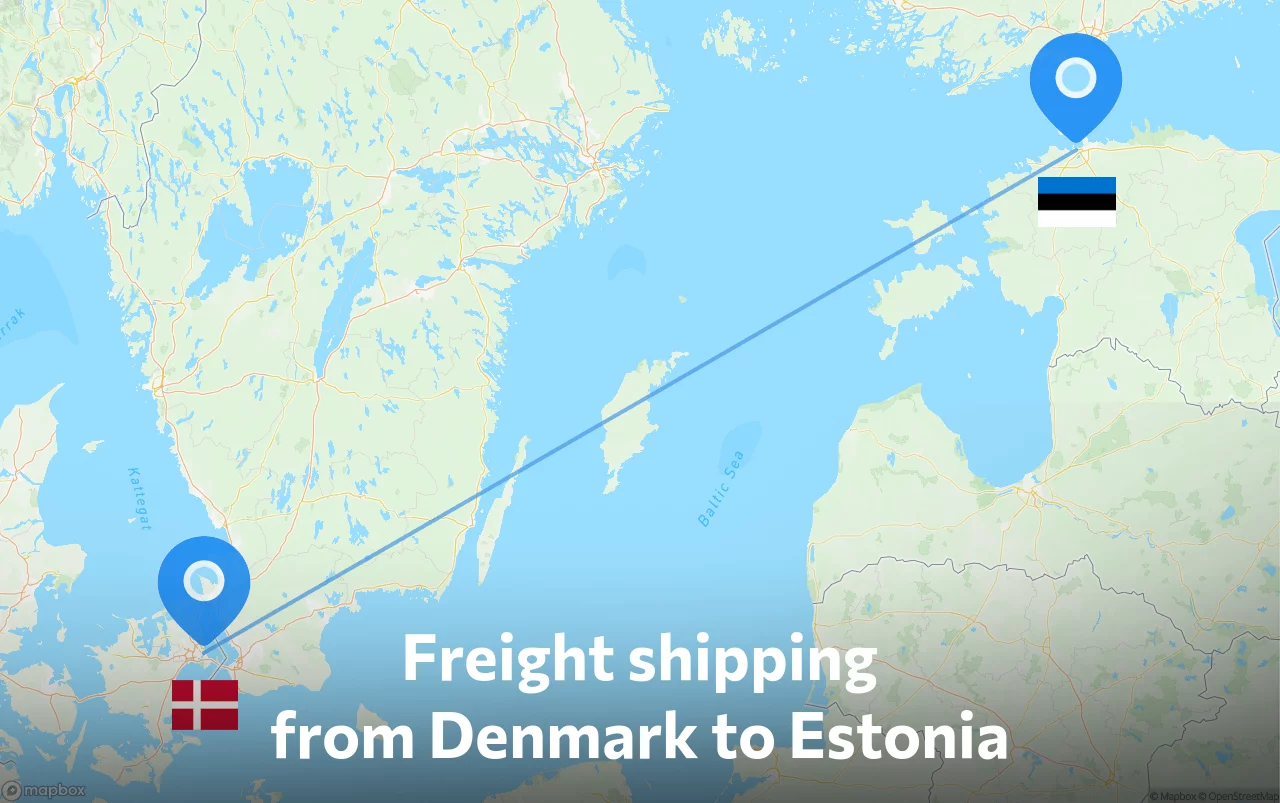 Shipping route from Denmark to Estonia