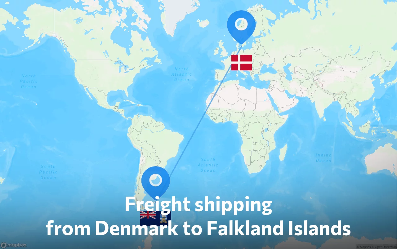 Shipping route from Denmark to Falkland Islands